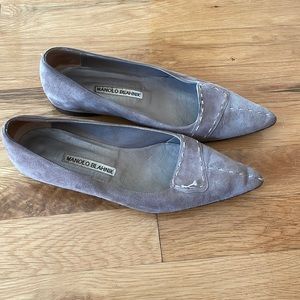 Manolo Blahnik Pointy Toe Suede Flats